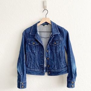 J. Crew Dark Wash Cropped Denim Jean Jacket Small